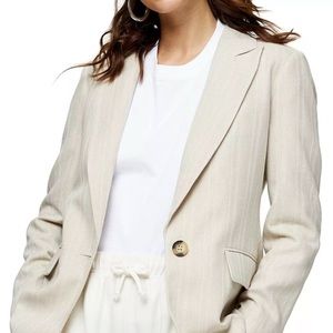 Topshop Women’s Herringbone Blazer, Size 8 US - Beige